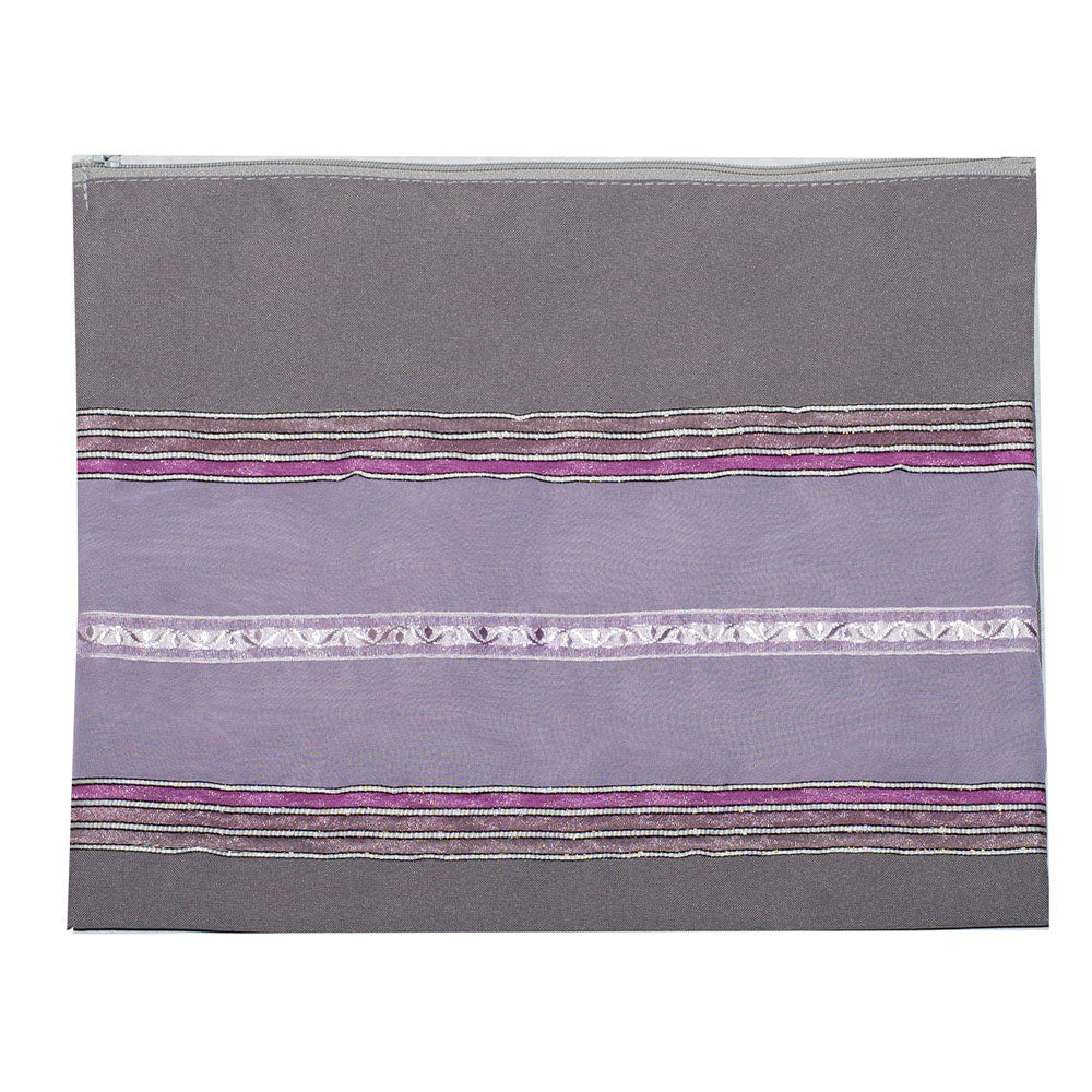 Purple Silk and Organza Tallit Set