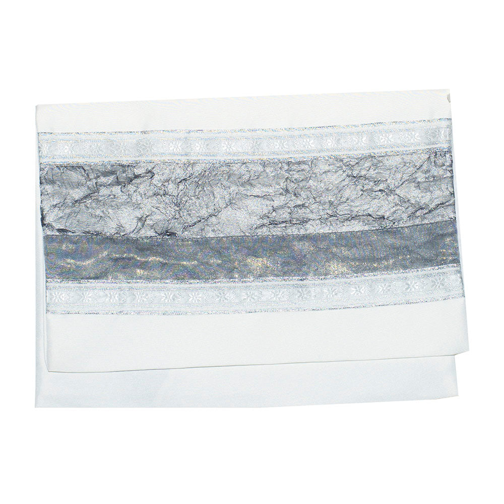 Silver and Gray Crush on Ivory Tallit Set