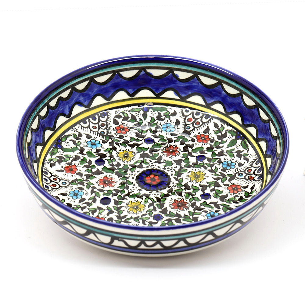 Ceramic Bowl with Flowers 7.5" Diameter