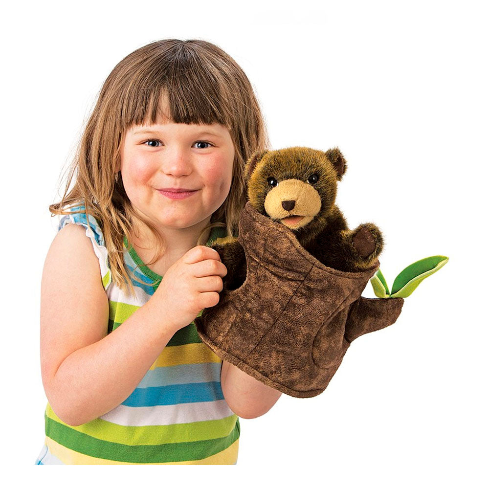 Bear in Tree Stump Puppet