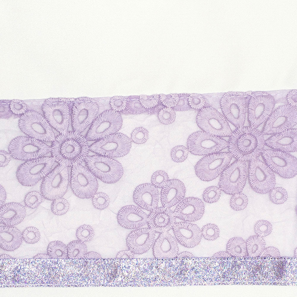 Sheer Ivory with Purple Flower Lace Tallit Set