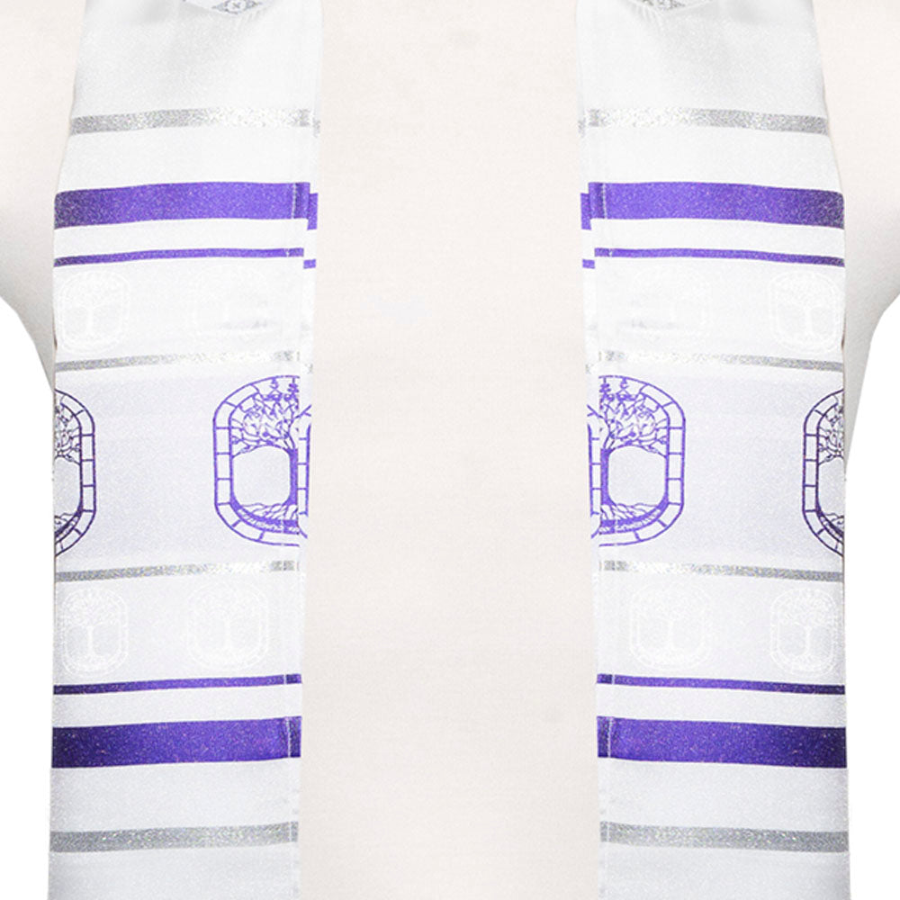 Purple Tree of Life Embroidery Tallit Set