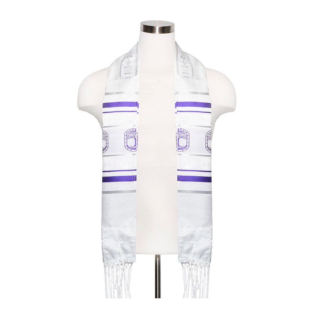 Purple Tree of Life Embroidery Tallit Set