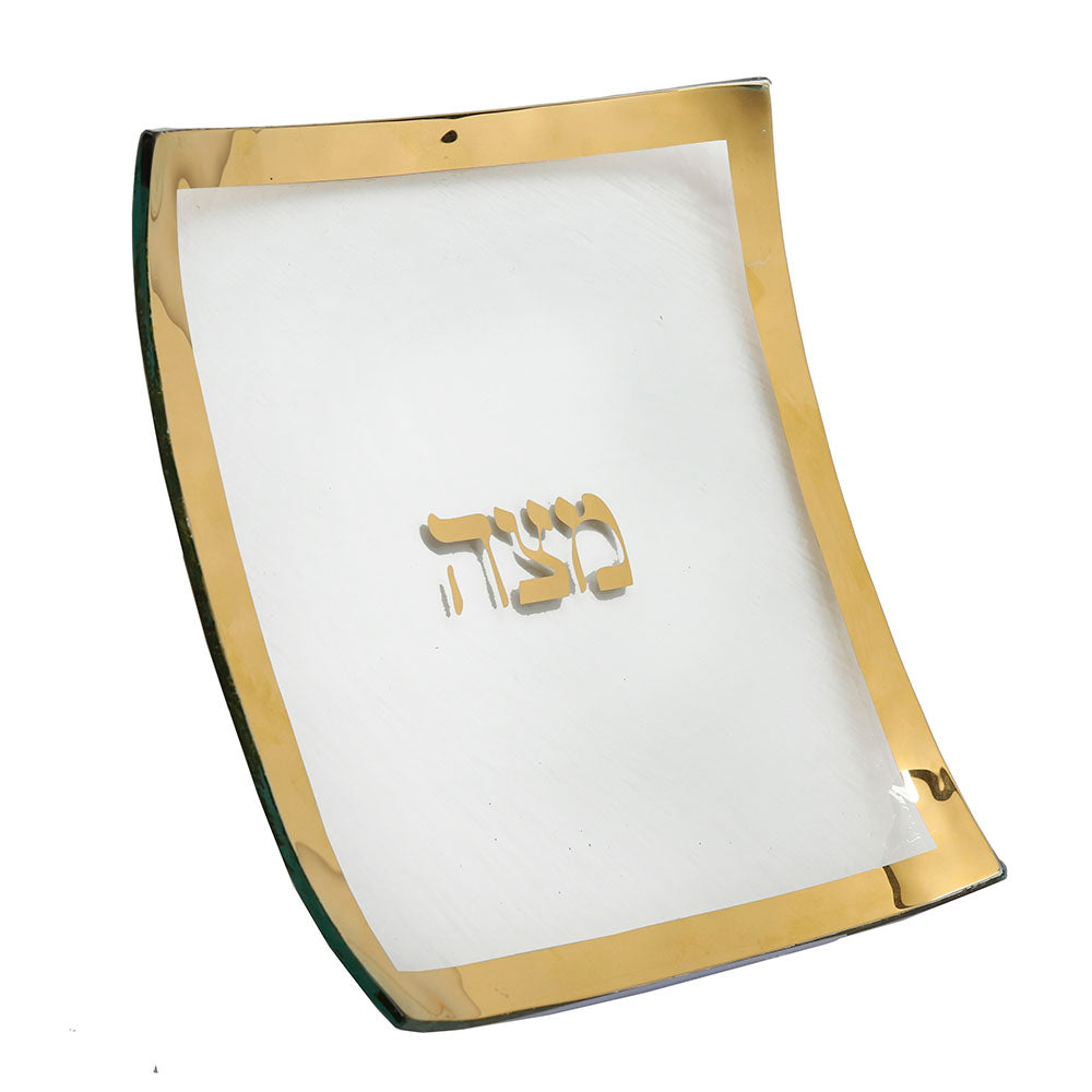 Glass Matzo Plate with Gold Trim