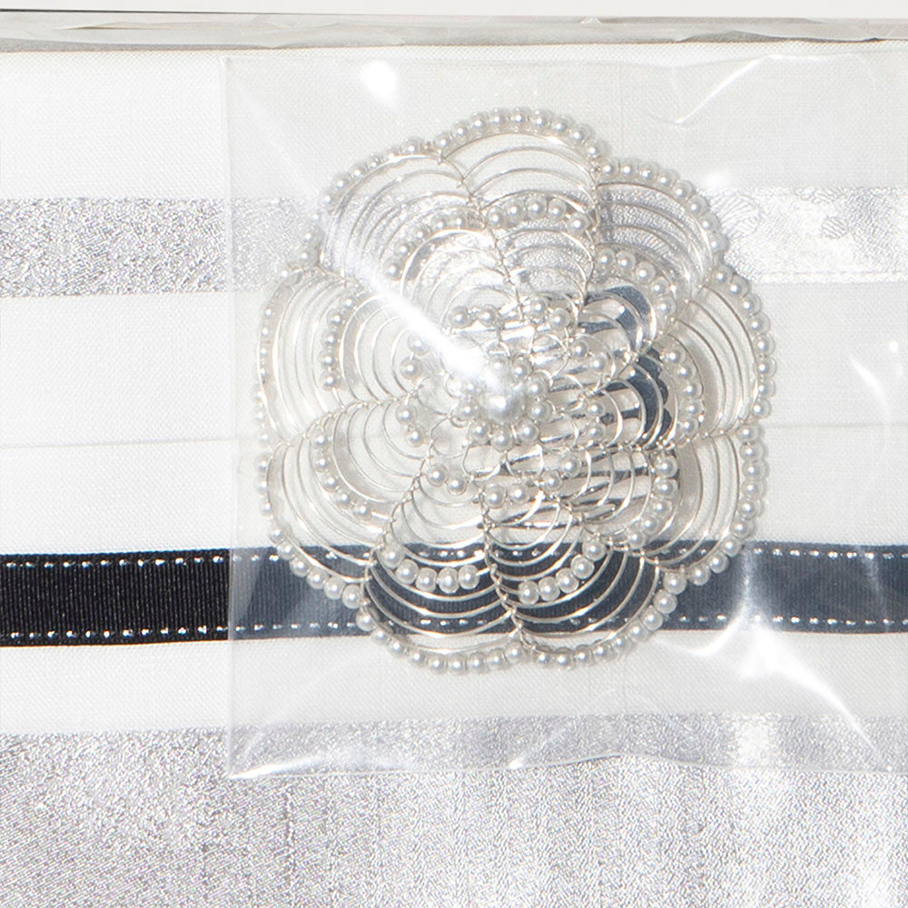 Pennsylvania (Sheer with Black and Silver Shimmer Satin)  Tallit Set