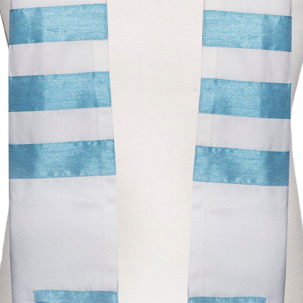 Ivory with Light Blue Ribbons Tallit Set