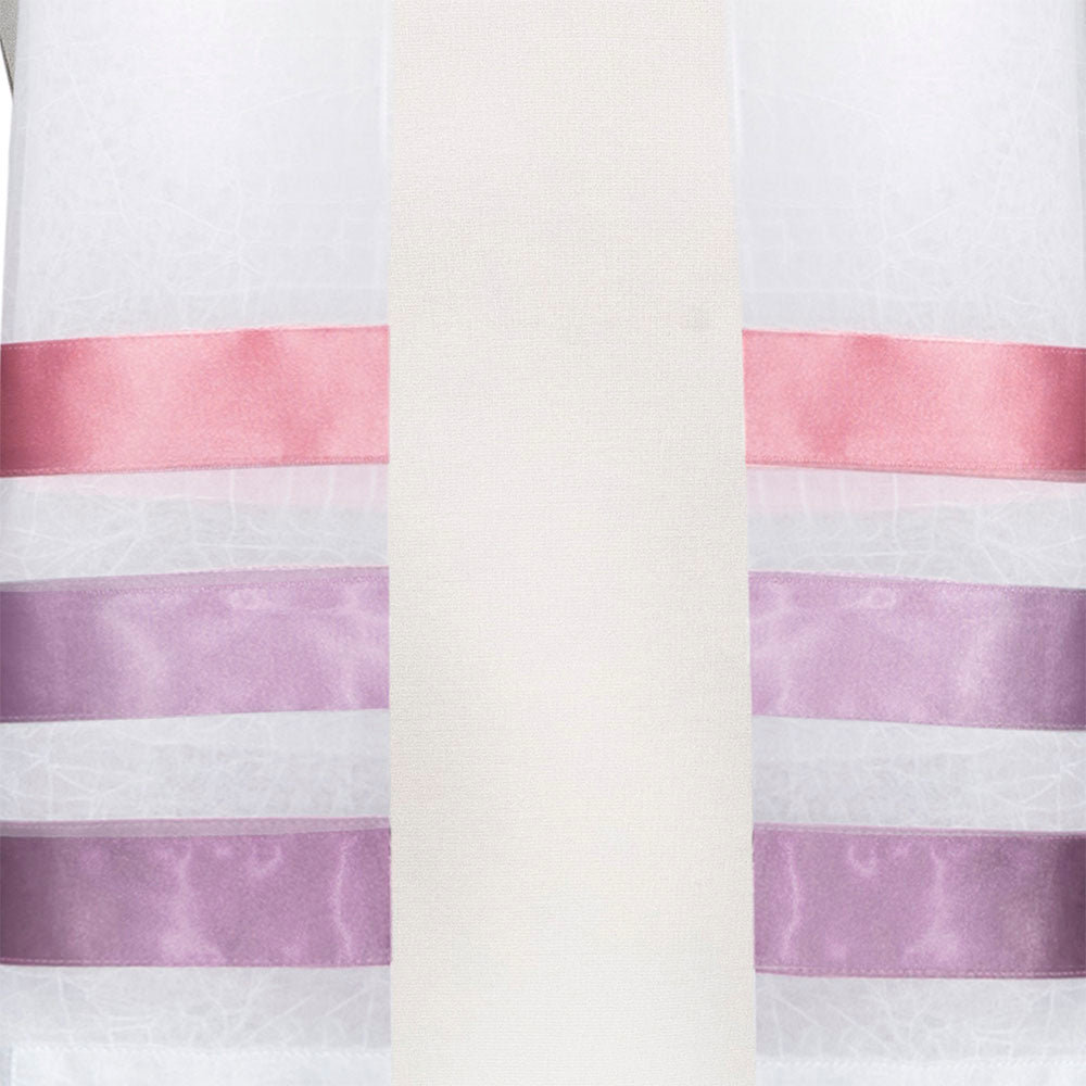 Tallit Set- Arizona (Sheer with Purple Triple Stripe)