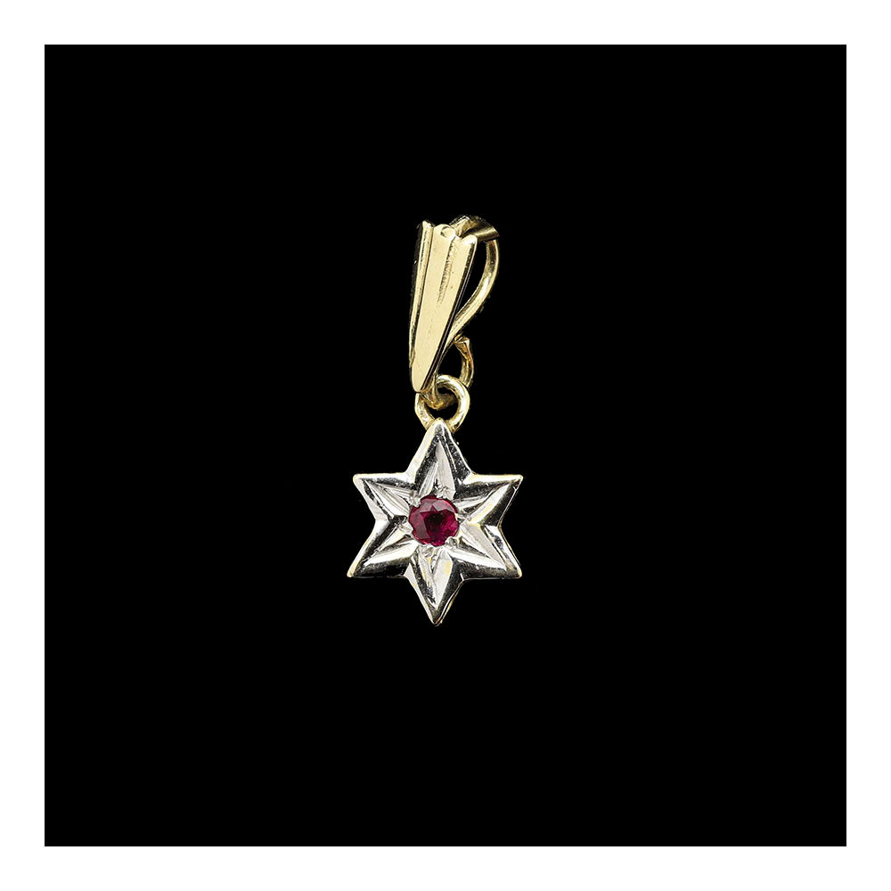 Pendant- Star of David with Ruby on 14K Gold