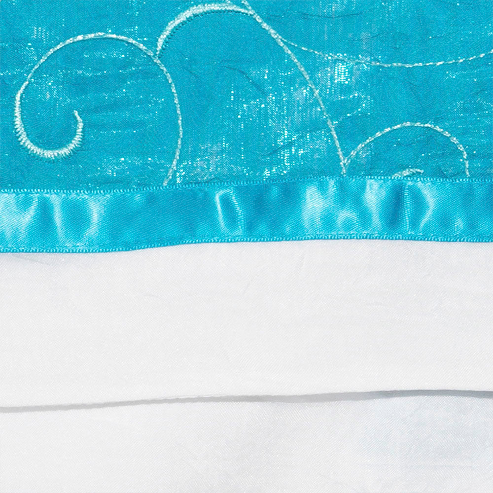 White Chiffon with Turquoise Ribbons Tallit Set
