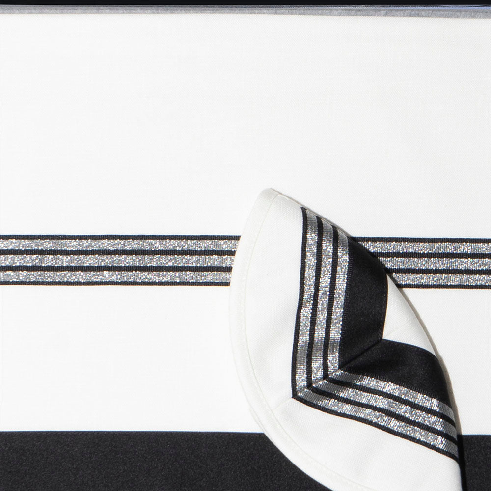 Kfar Saba (Black with Silver Stripes) Tallit Set
