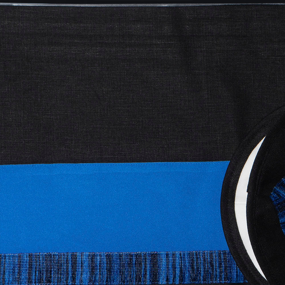 Black Tzfat (Black with Blue Jagged Stitch Satin) Tallit Set