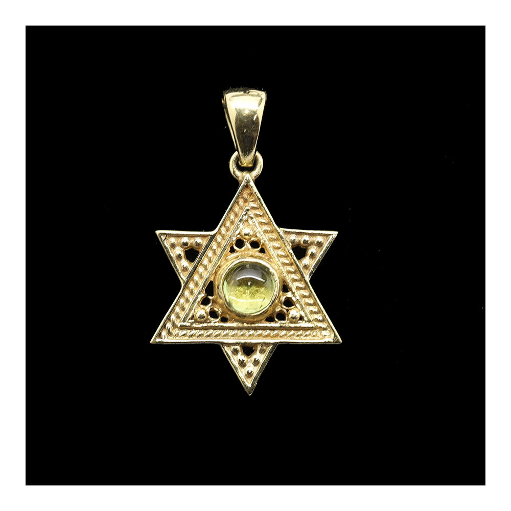 Pendant- Star of David with Stone 14K Gold