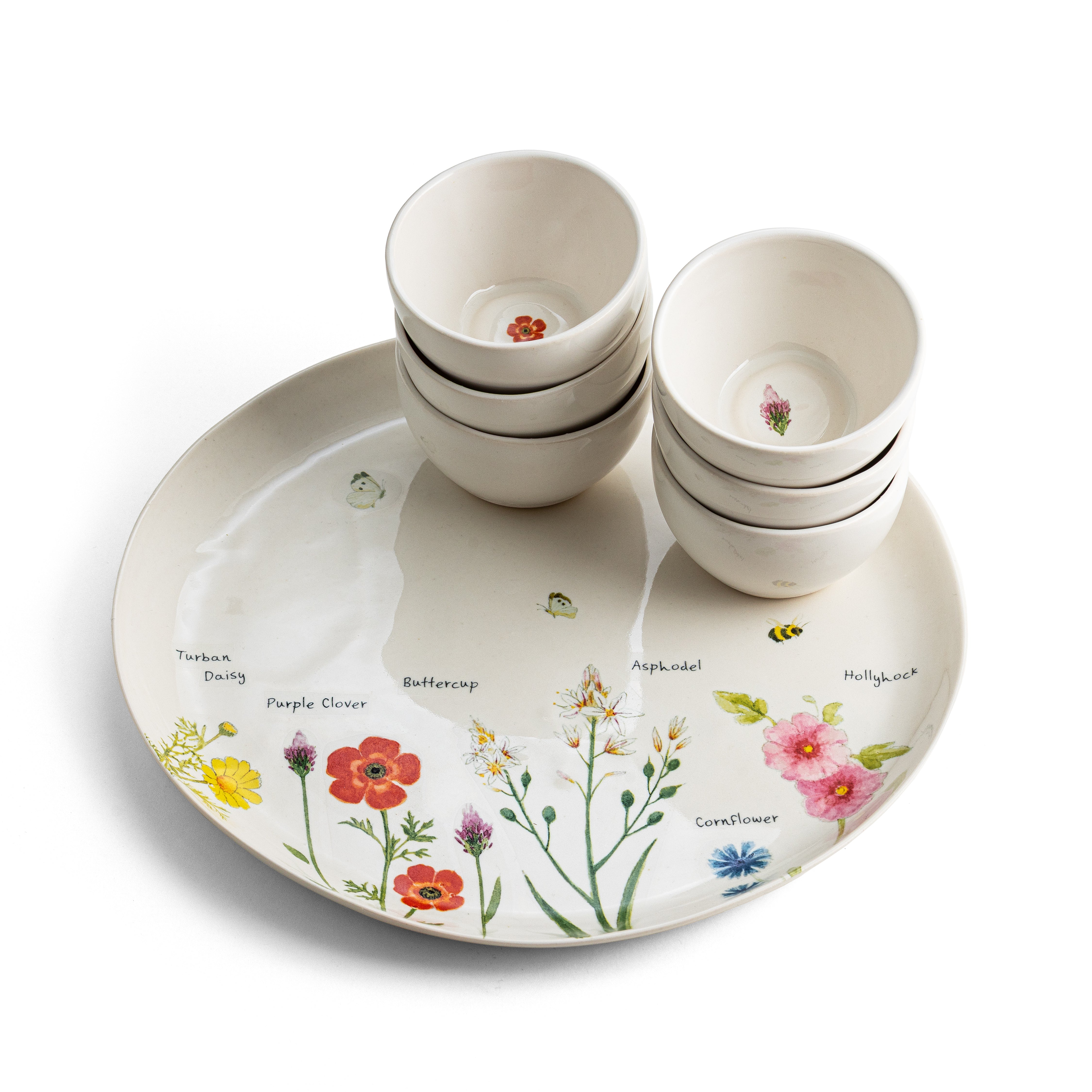 Flowers Seder Plate in Porcelain