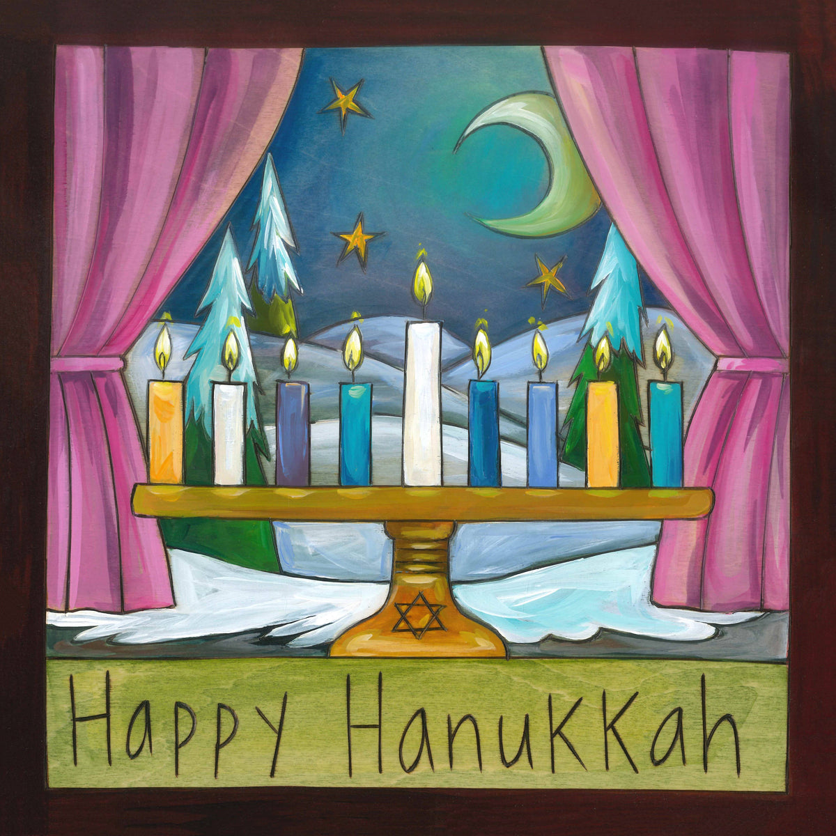 Happy Hanukkah Wall Plaque 9x9"