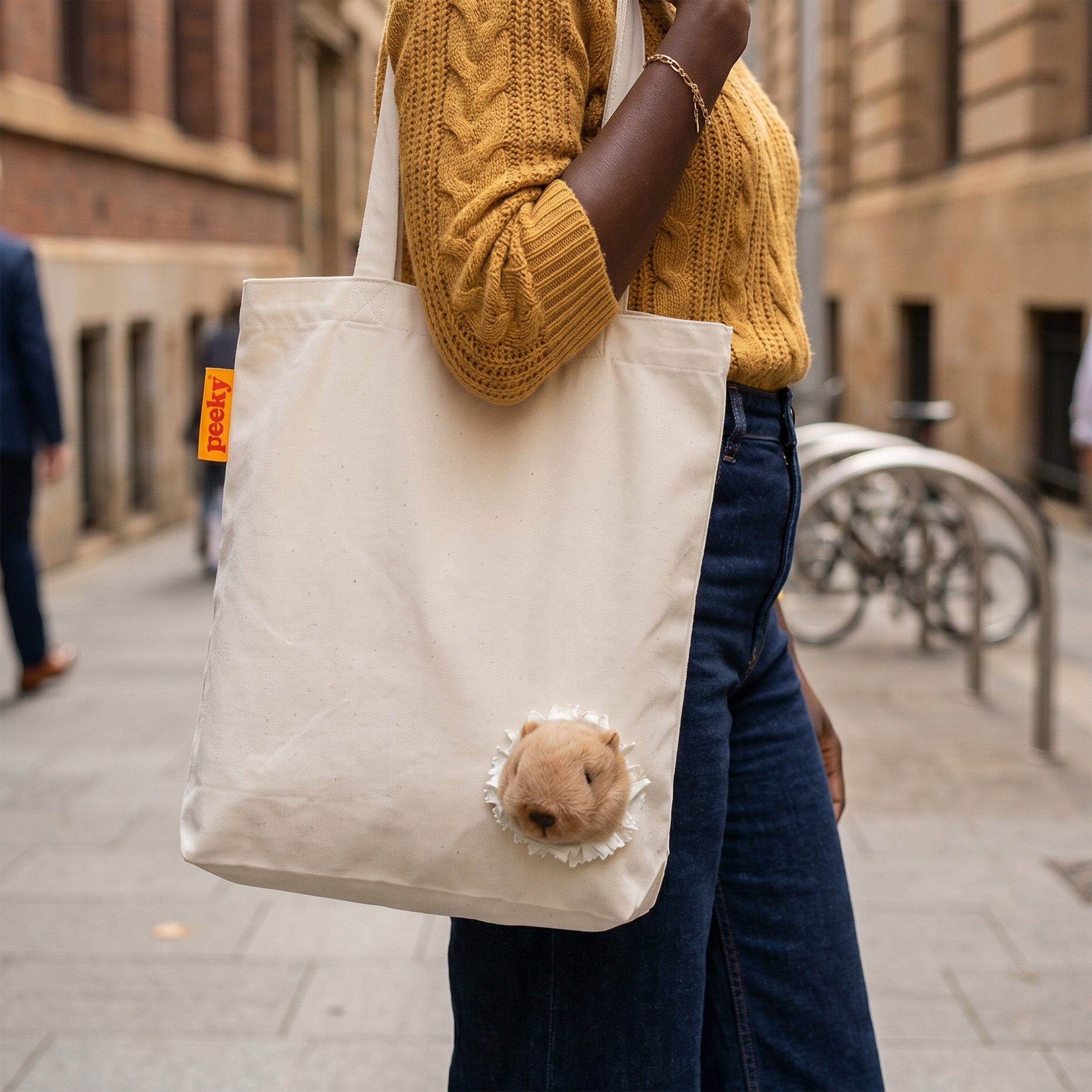 Peeky Capybara Tote