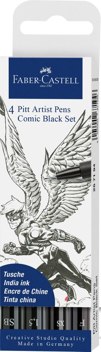Pitt Artist Pen® Comic Black Set - Wallet of 4