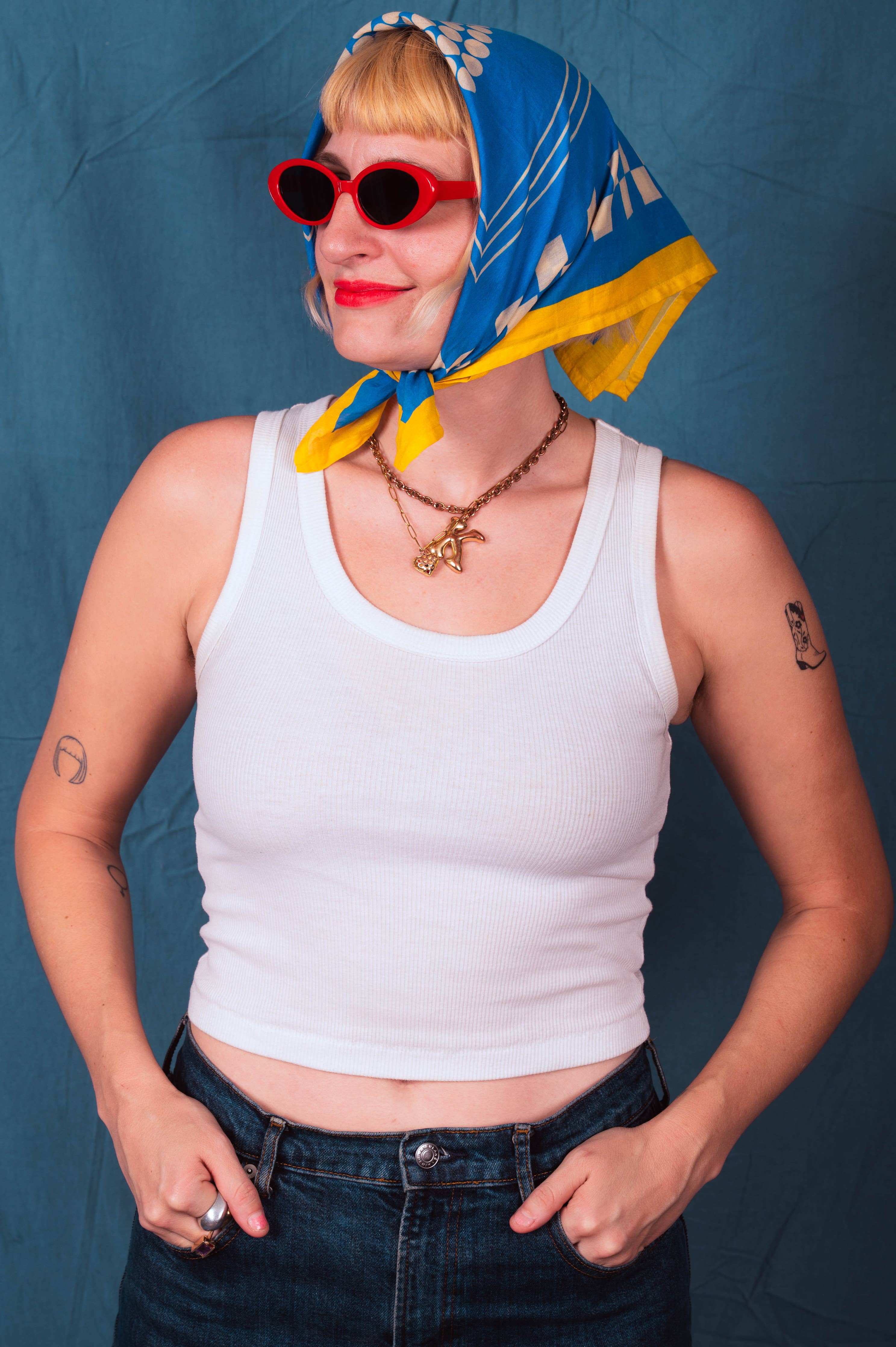 Archie Bandana No. 20 - Blue and Yellow Check