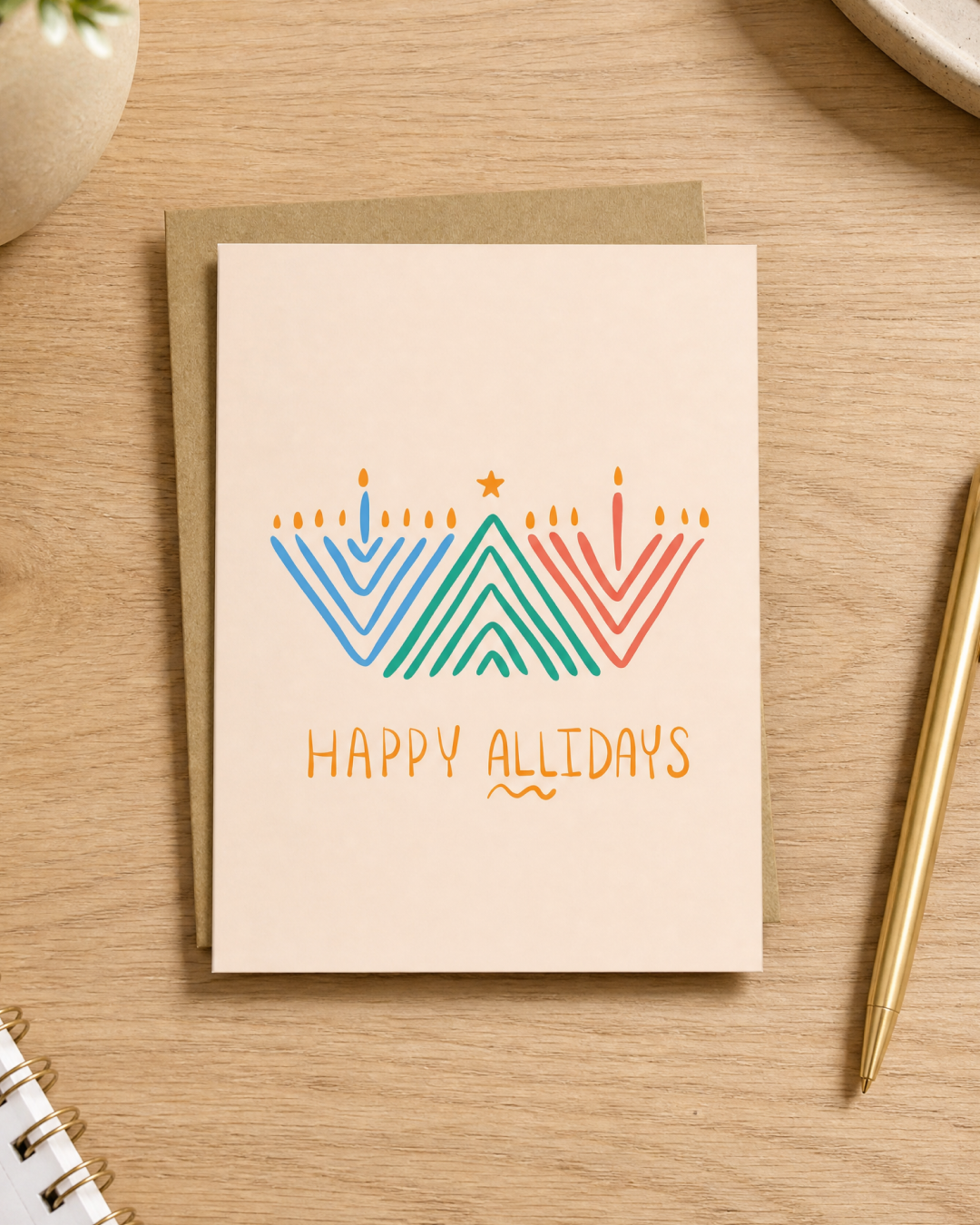 Happy Holidays (Happy Allidays) Card - Christmas, Hanukkah, Kwanzaa