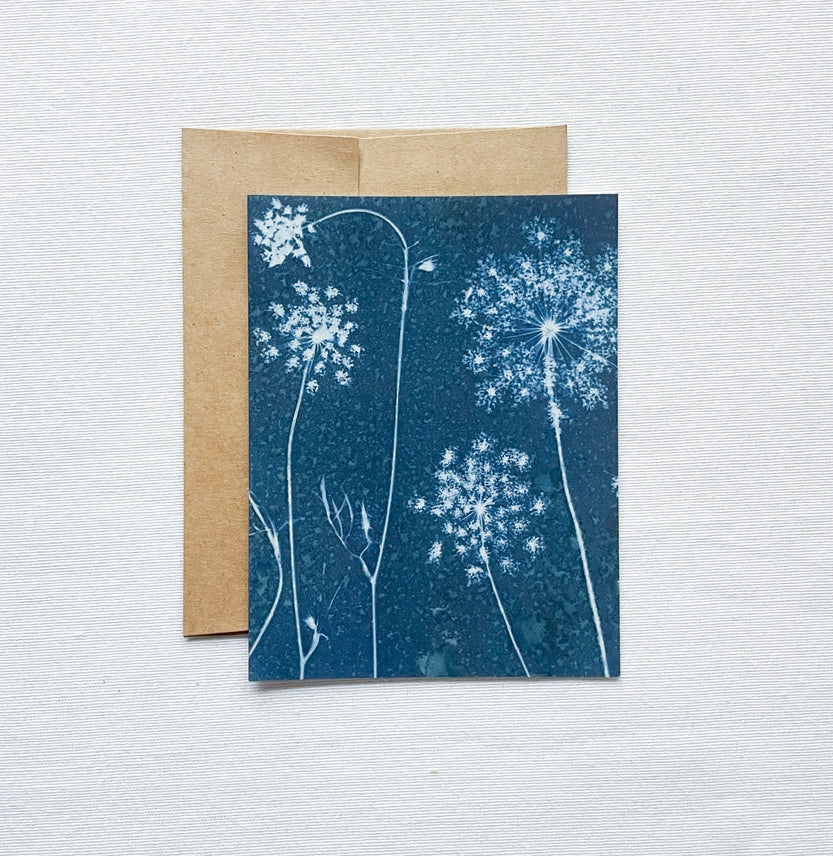 Slow Mornings No. 3 Botanical Cyanotype Blank Card