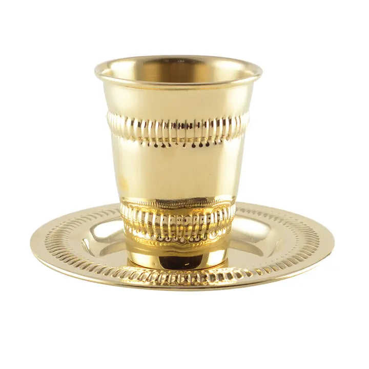 Golden Kiddush Cup with Saucer