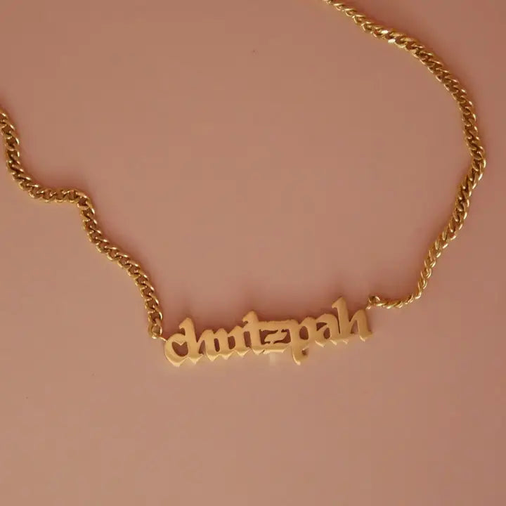 Chutzpah Blackletter Gothic Font Necklace