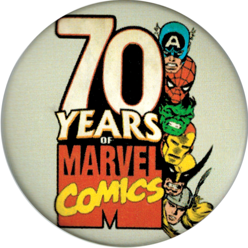70 Years of Marvel Comics Button Pin 1.25"