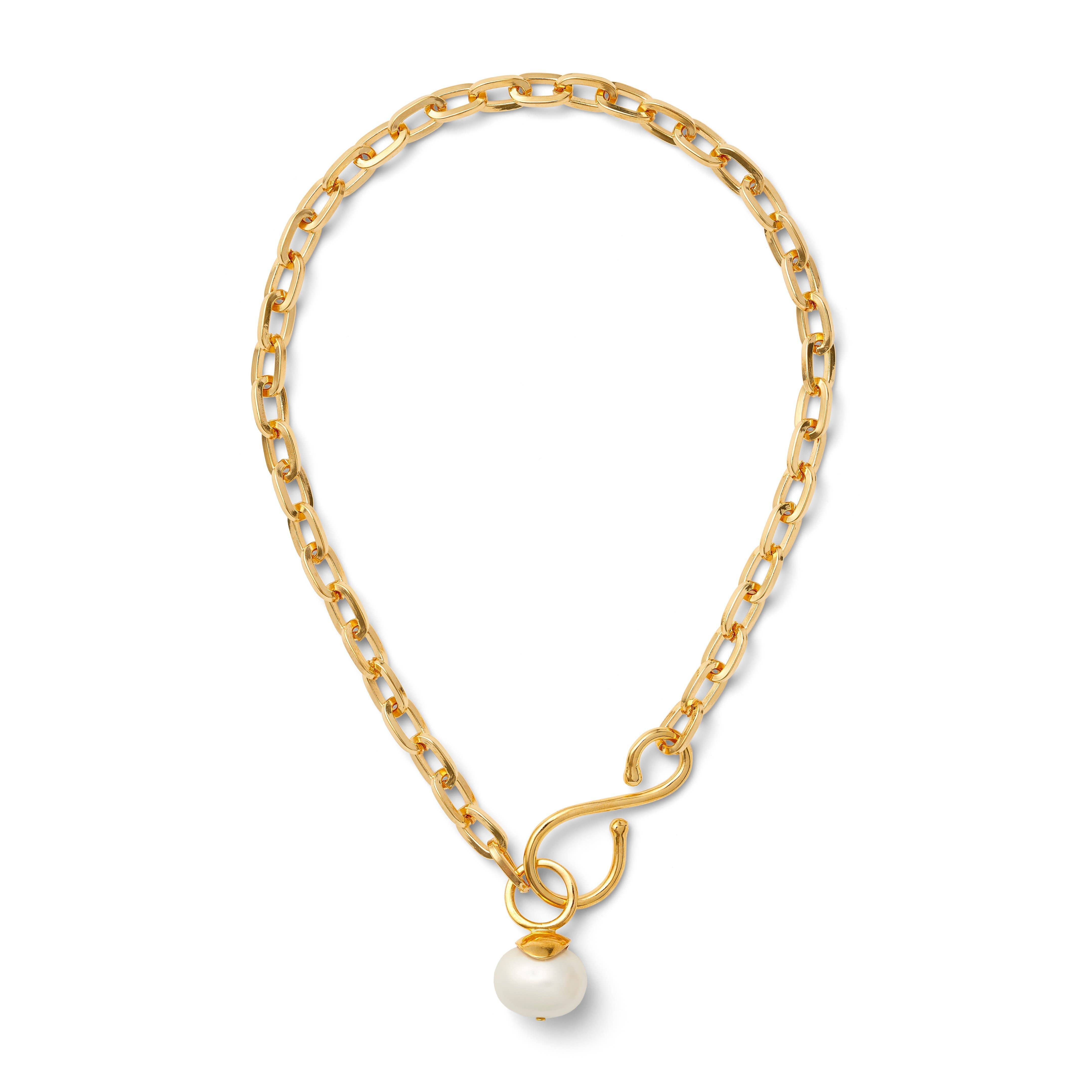 Big + Bold Gold Pearl Link Necklace