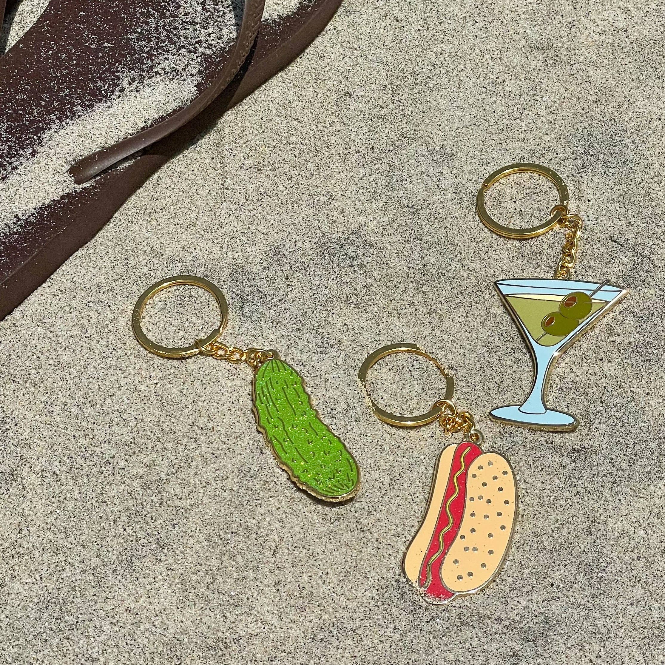 Pickle Enamel Bag Charm & Keychain