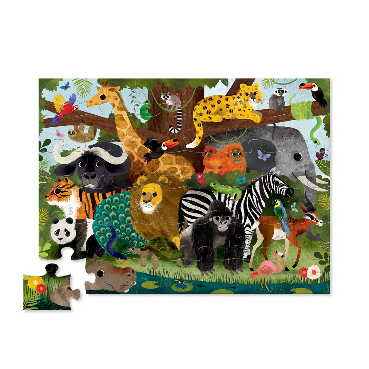 36-Piece Shaped Box Puzzle - Jungle Friends