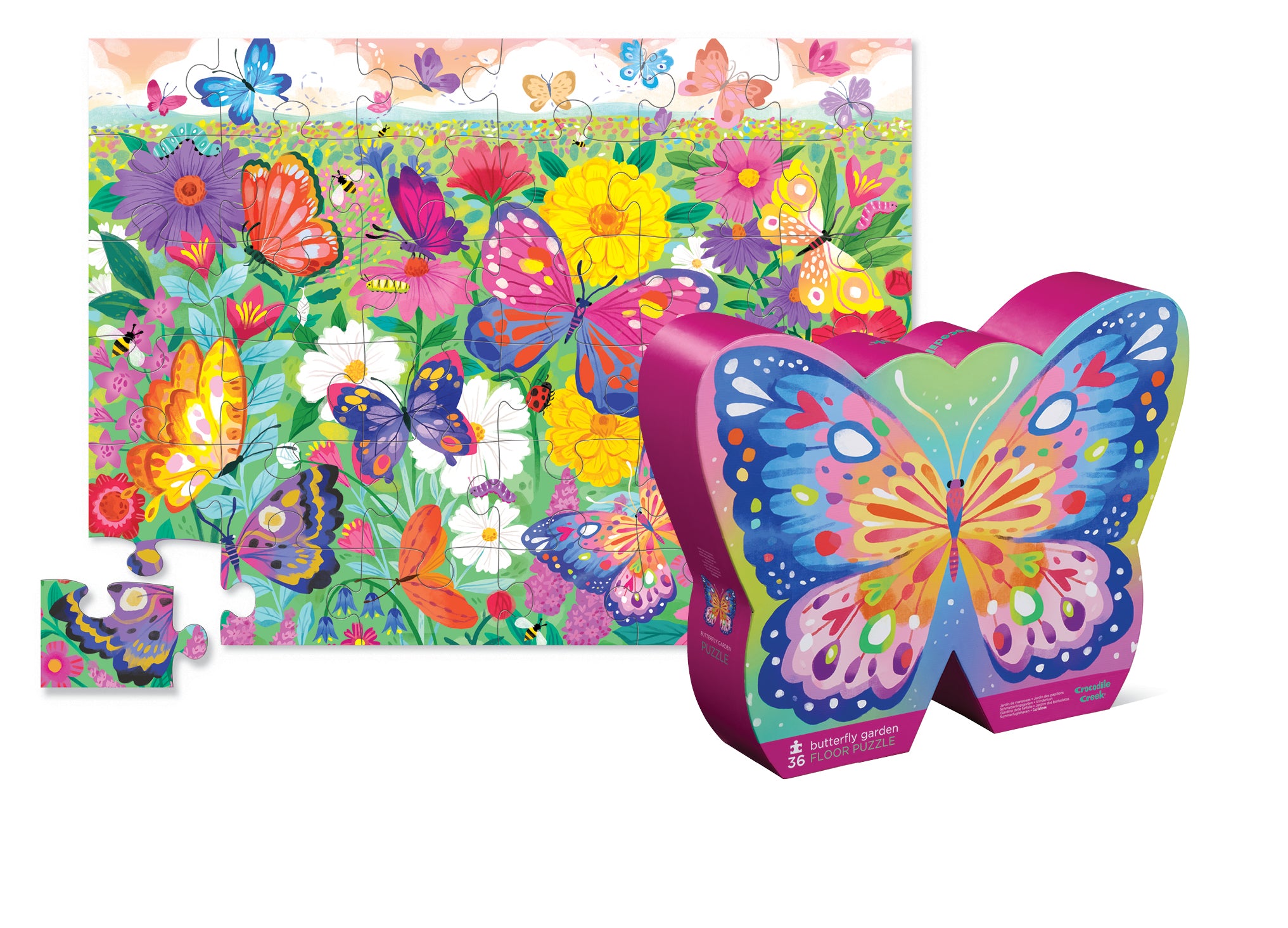 36-Pc Foil Shaped Box Puzzle/Butterfly Garden