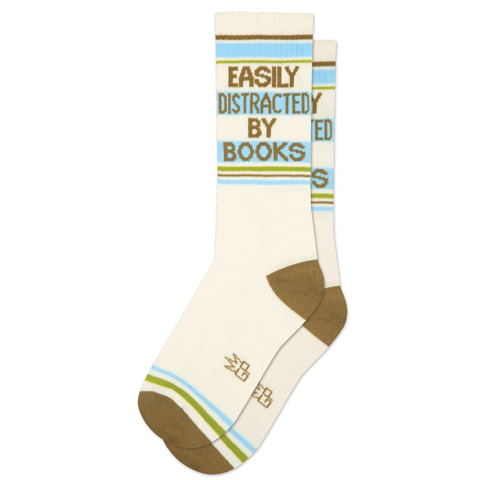 Easily Distracted By Books Gym Crew Socks