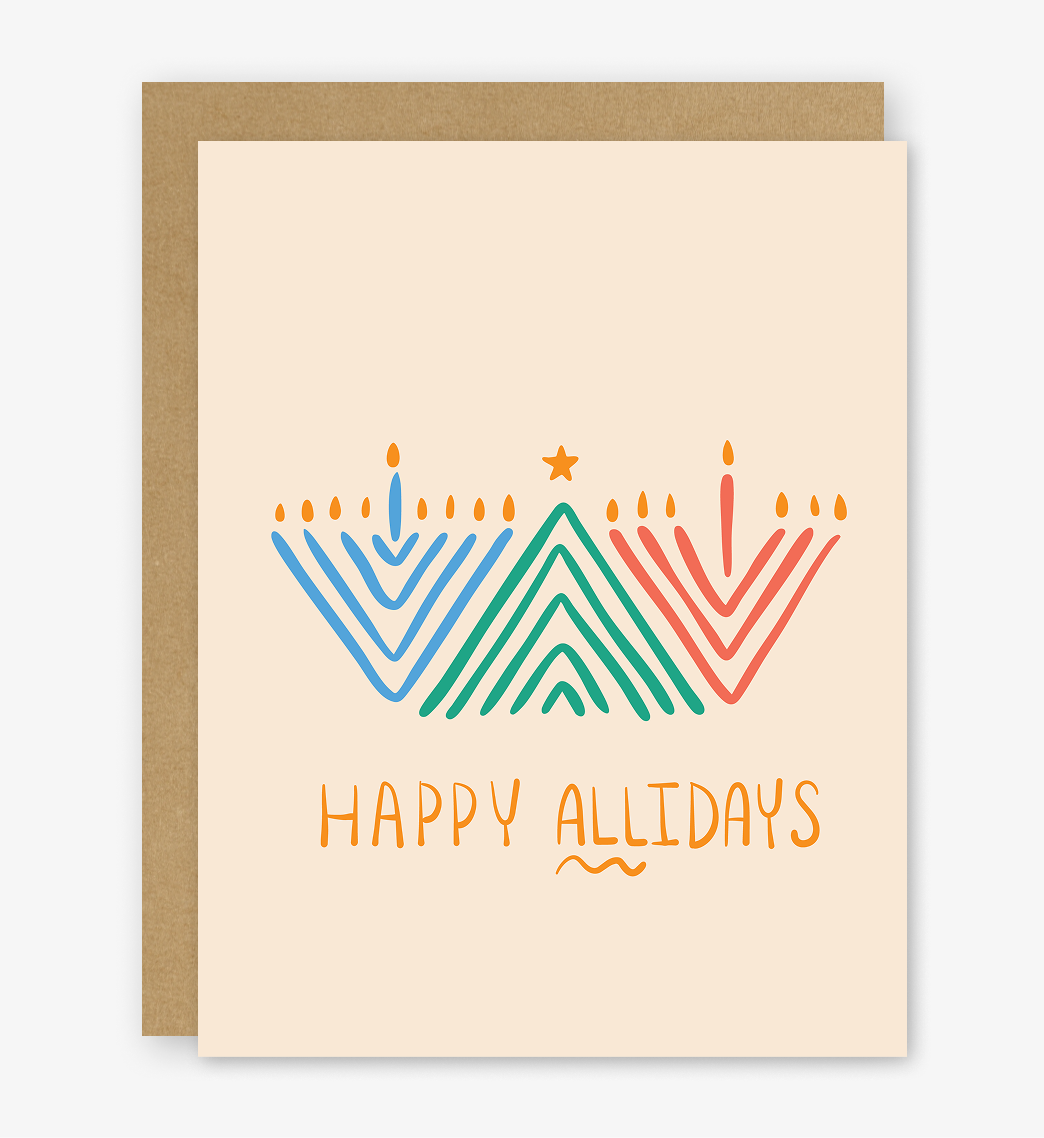 Happy Holidays (Happy Allidays) Card - Christmas, Hanukkah, Kwanzaa