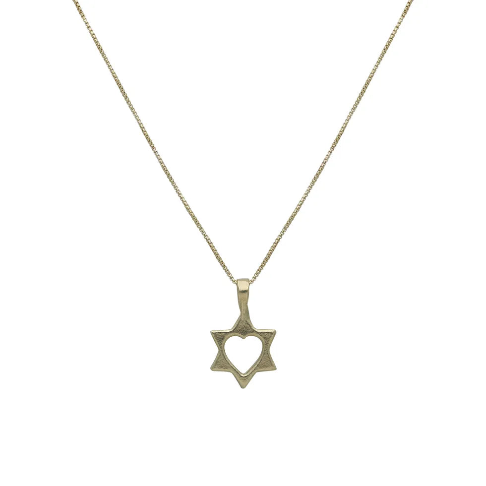 Vermeil Star of David and Heart Necklace