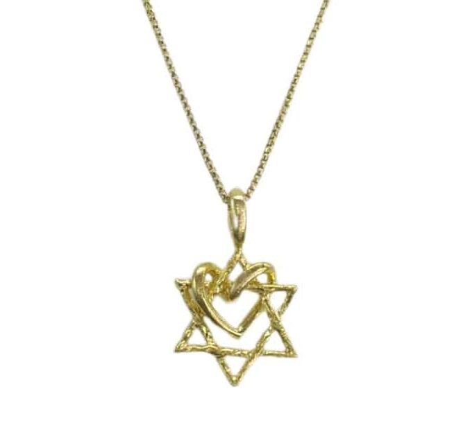 Vermeil Star of David Heart Wrap Necklace