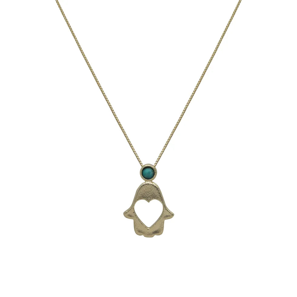 Vermeil Hamsa Heart Necklace