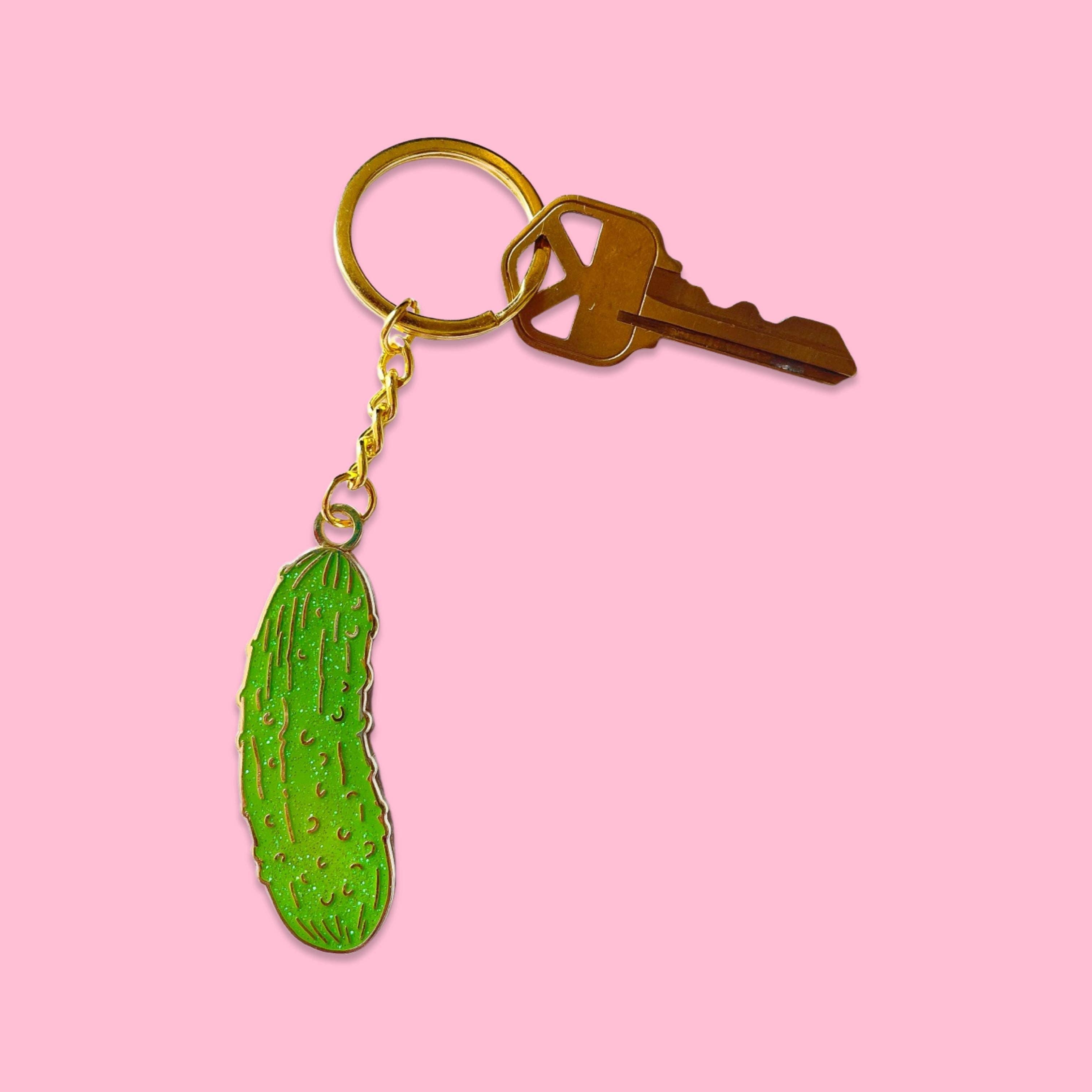 Pickle Enamel Bag Charm & Keychain