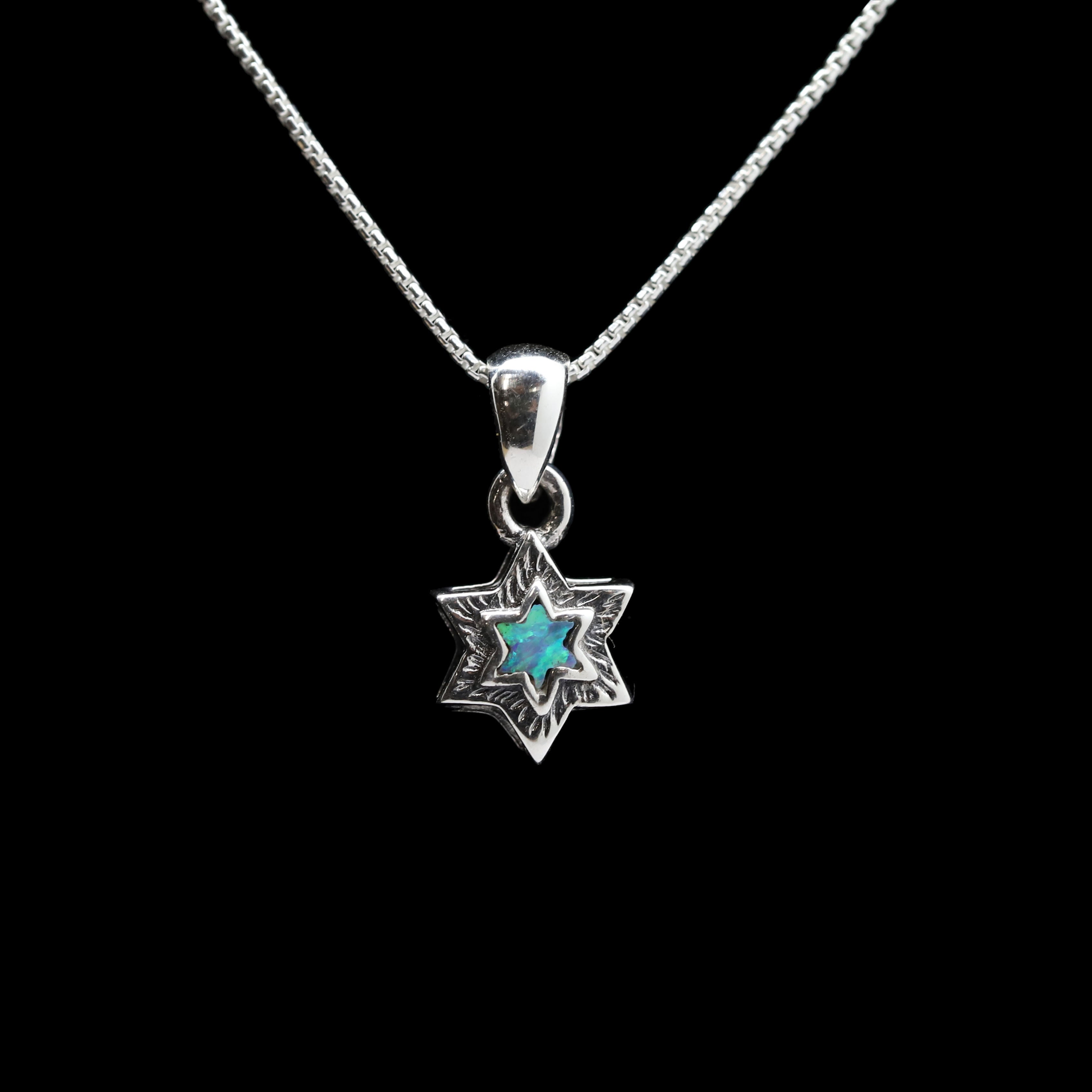 Sterling Petite Opal Star of David Necklace