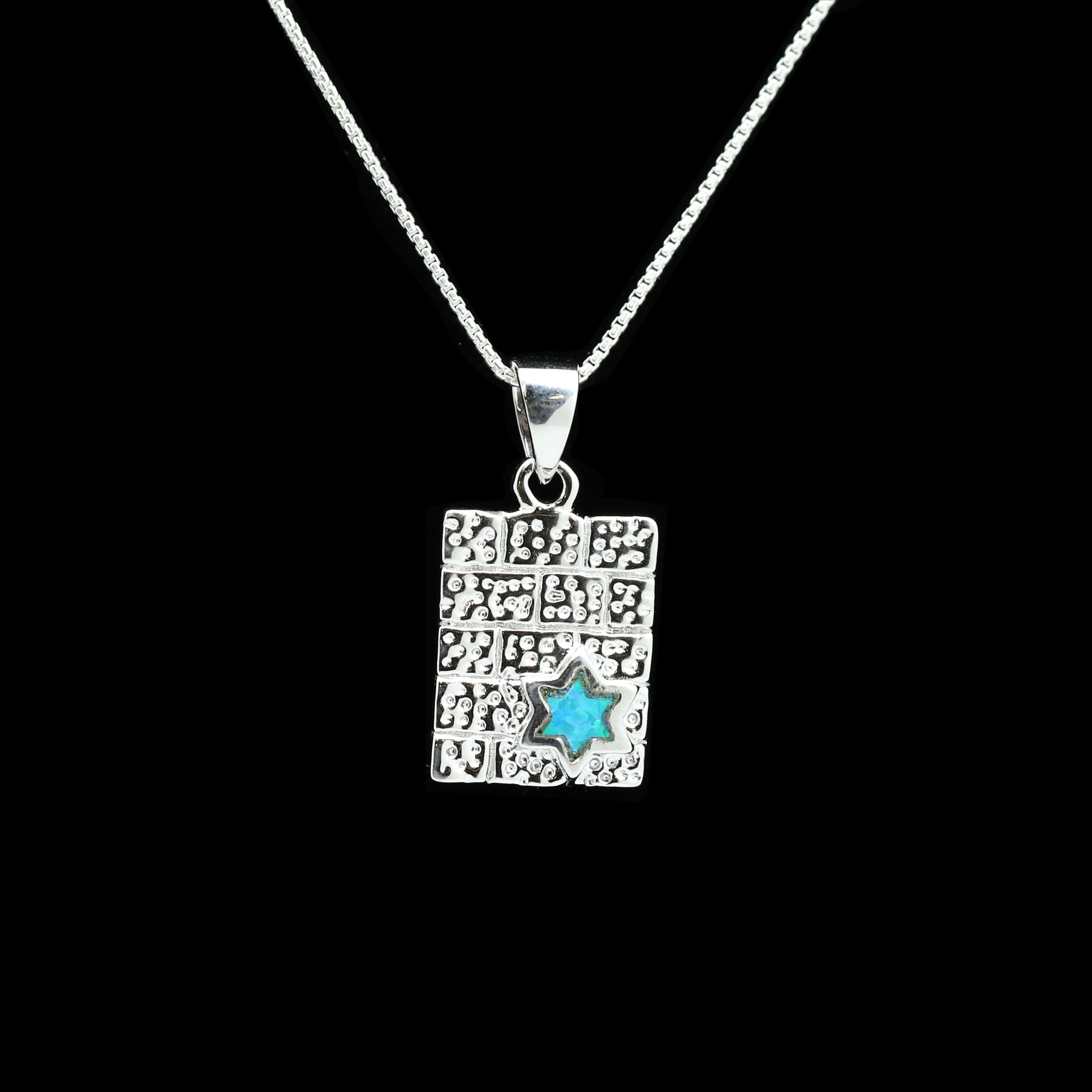 Sterling Opal Petite Star of David on Kotel Necklace