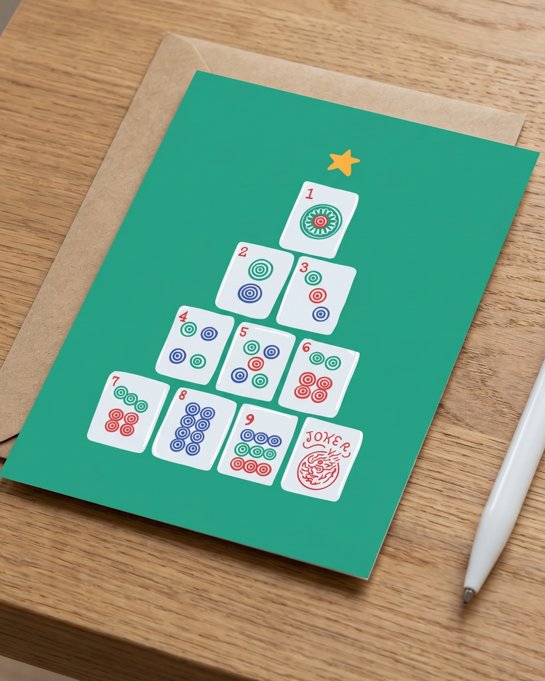 Mahjong Christmas Tree Card