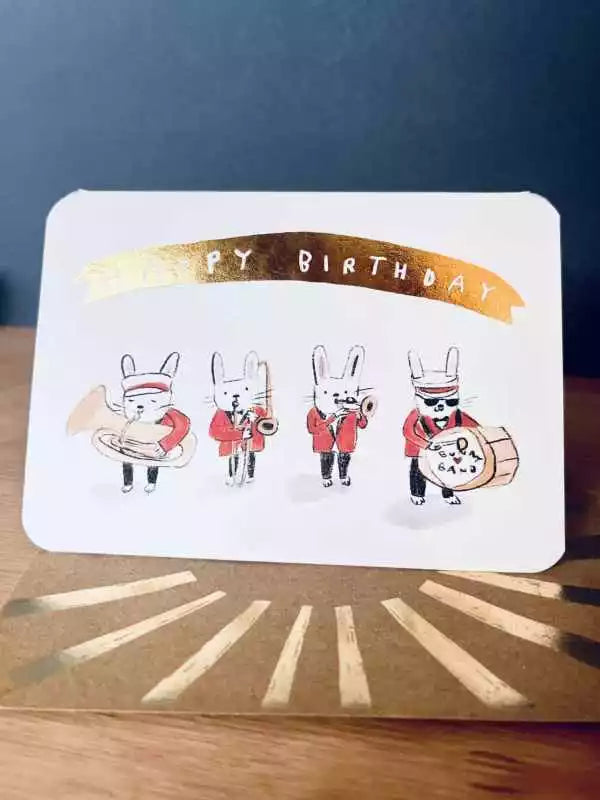 Bunny Brass Band Birthday Greeting Card