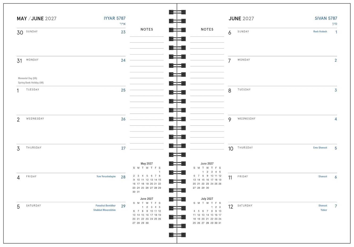 The Jewish Calendar 2026–2027 (5787) 16-Month Planner