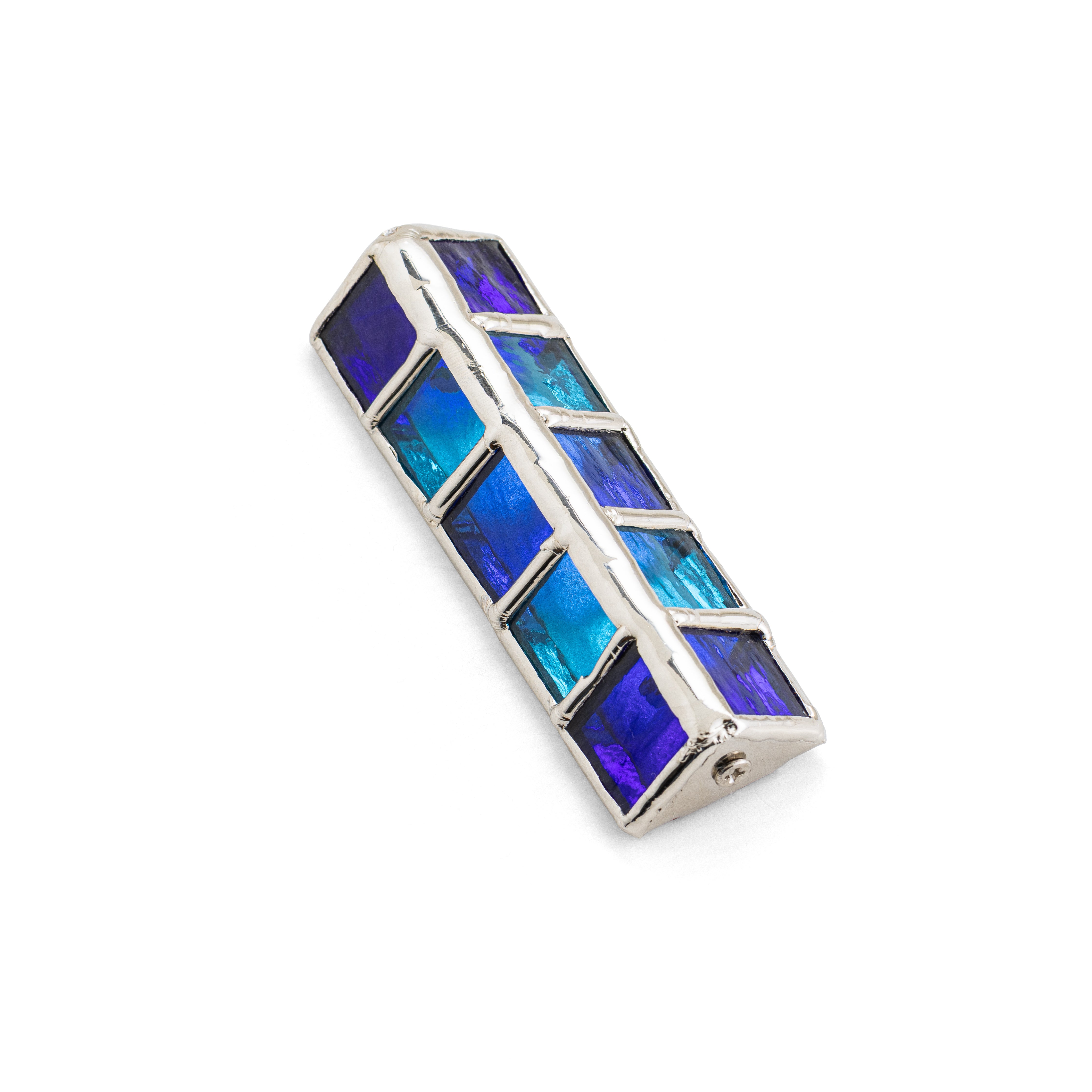 Glass and Stainless Silver Plated Mezuzah