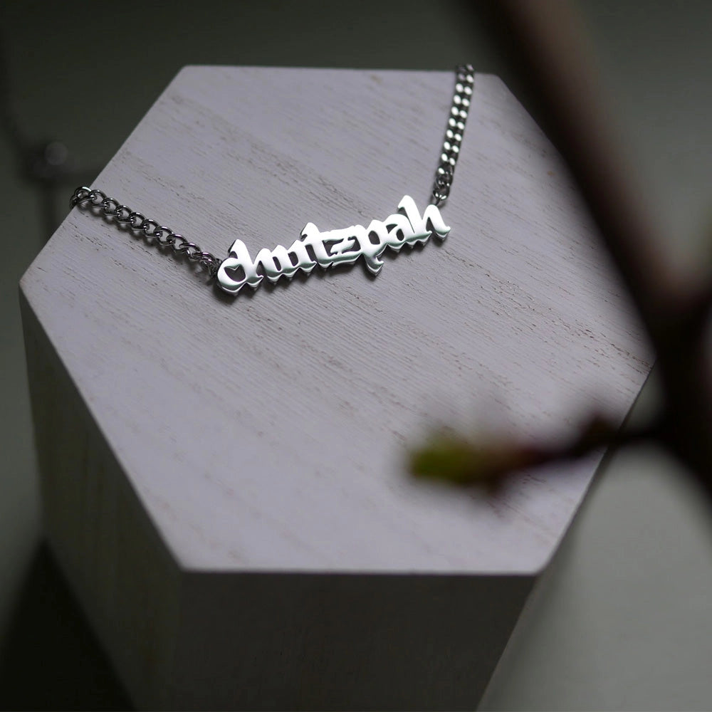 Chutzpah Blackletter Gothic Font Necklace