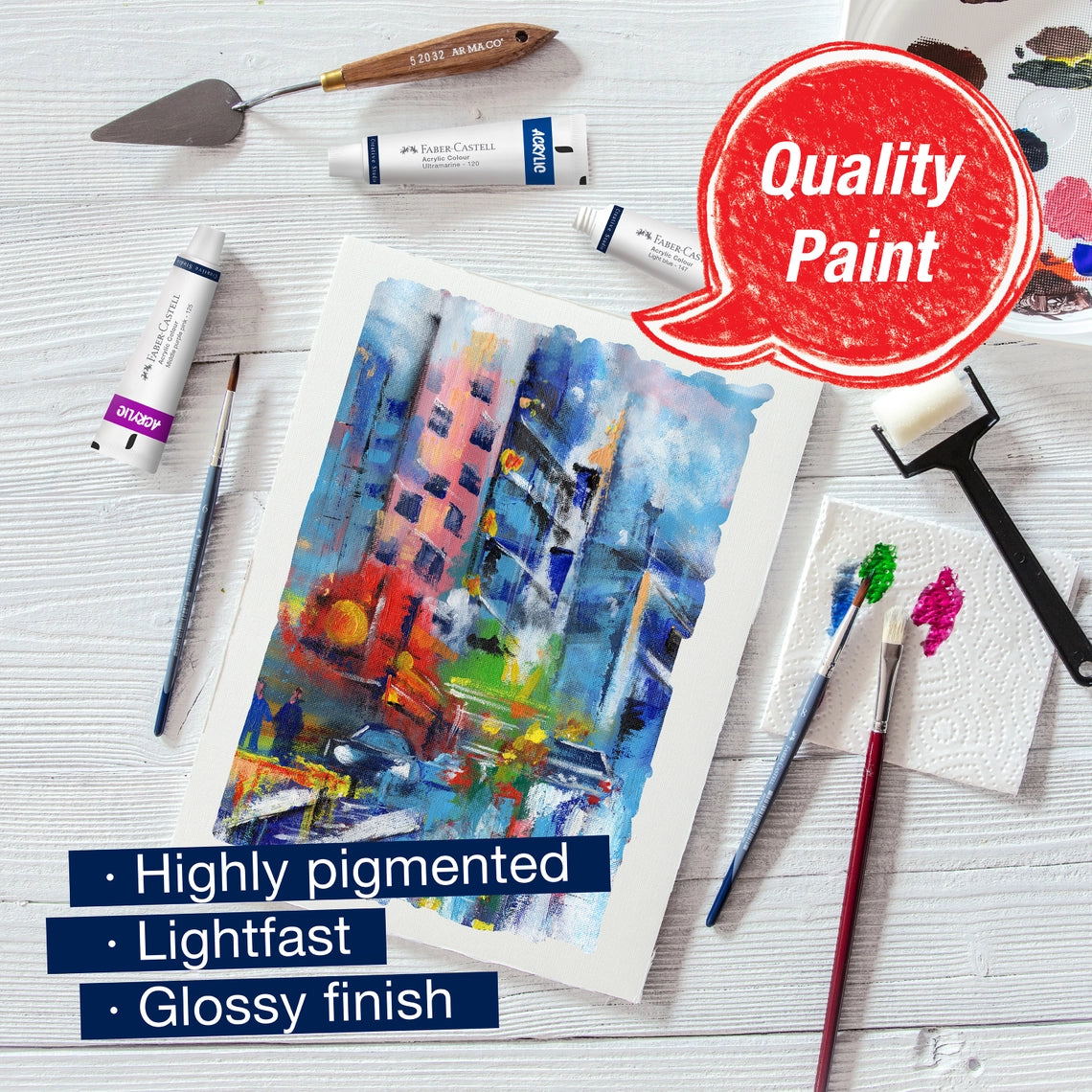 Vibrant Acrylic Paints, Set of 12 Tubes