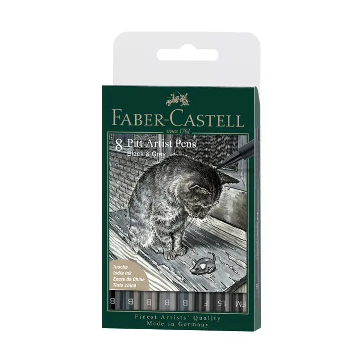 Pitt Artist Pen, Black & Grey - Wallet of 8