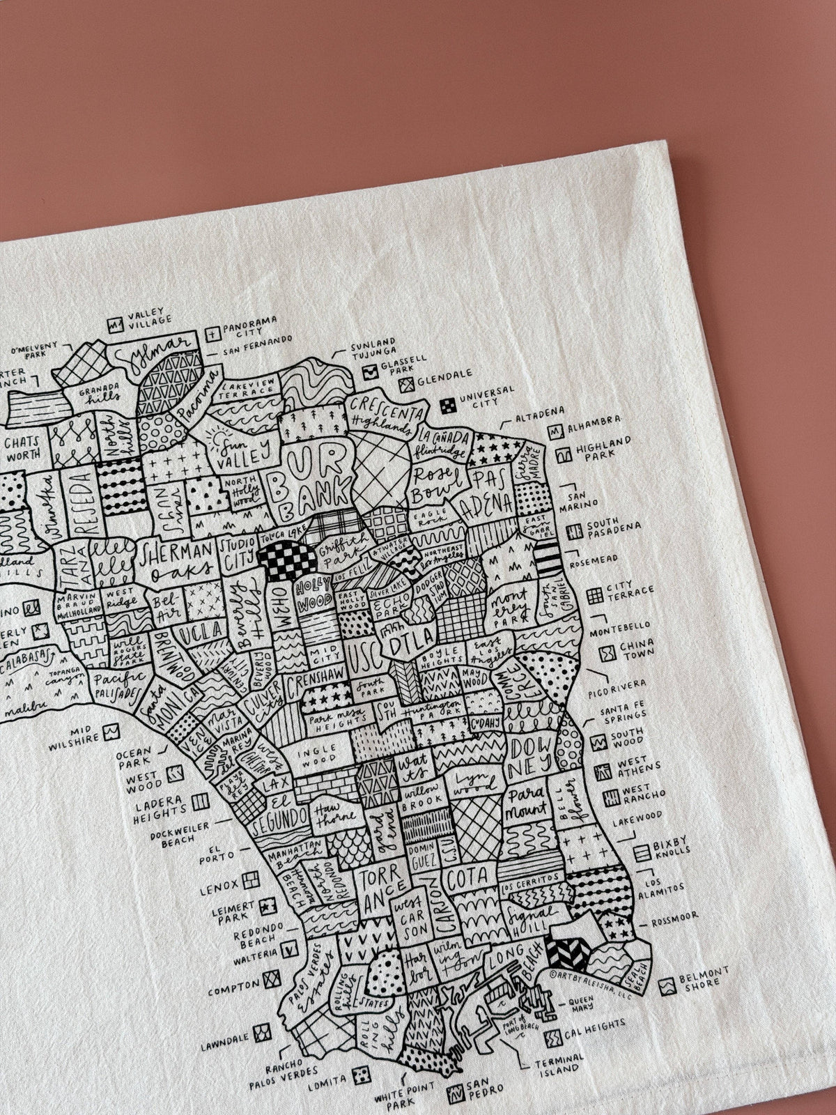 Los Angeles Map Tea Towel