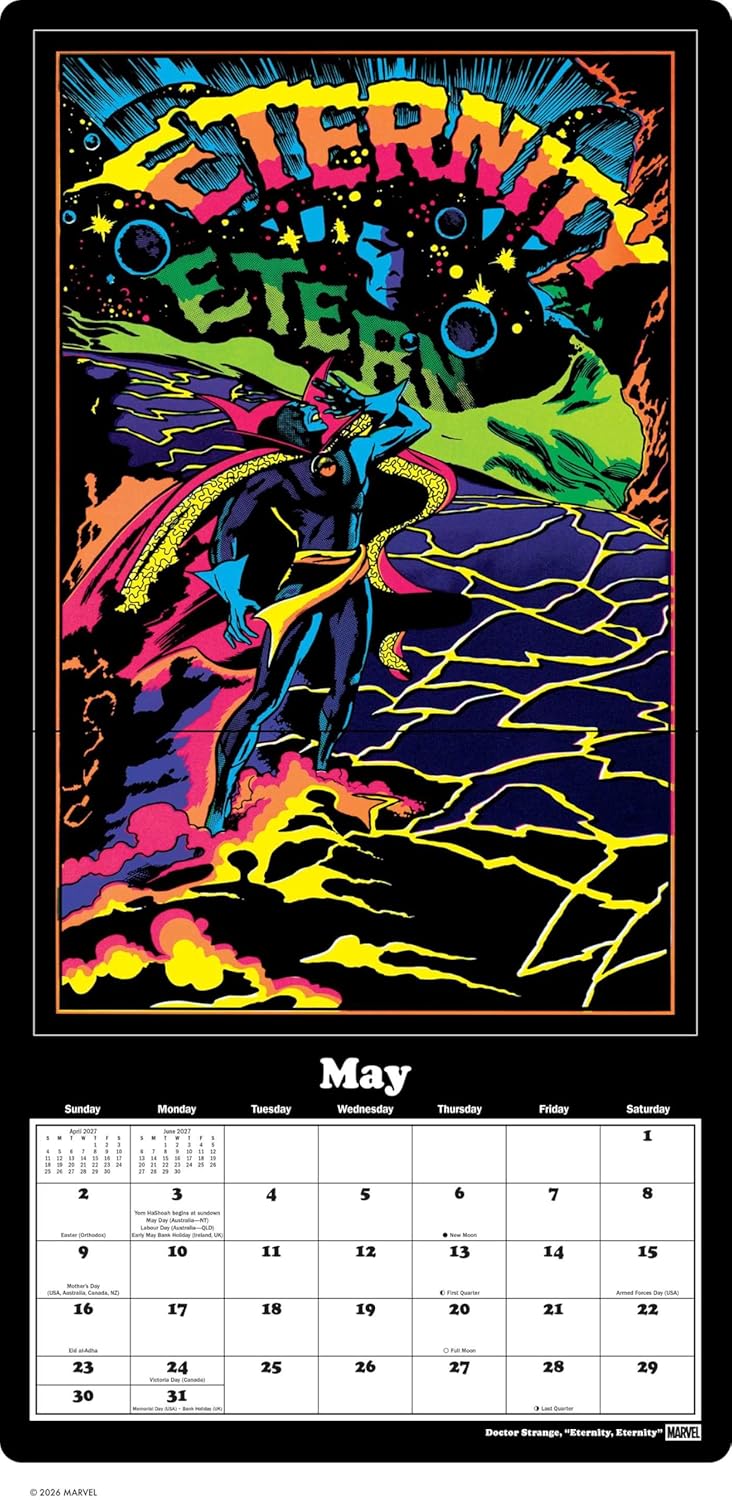 Marvel Classic Black Light Posters 2027 Wall Calendar