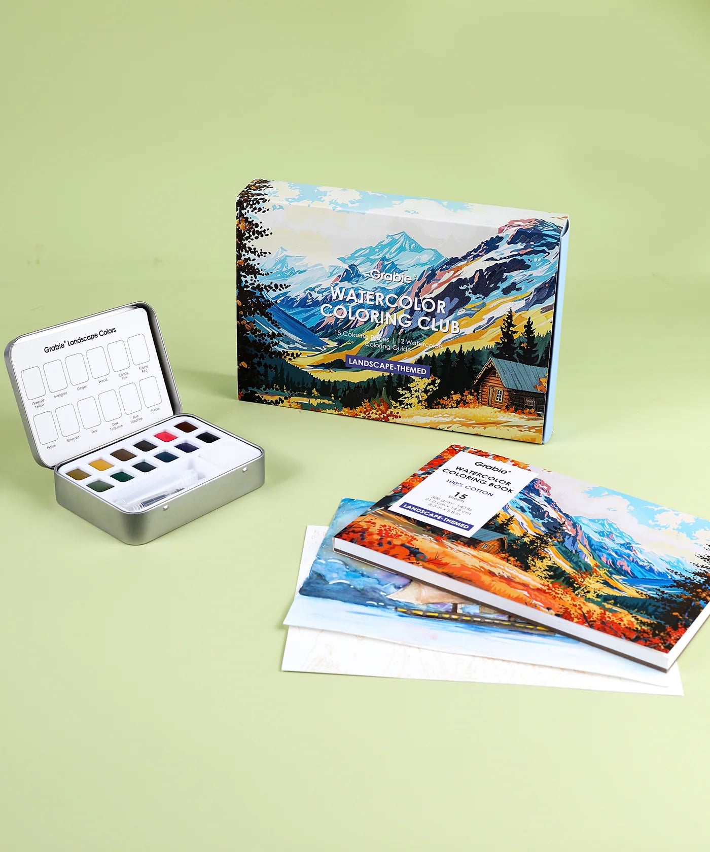 Landscape-Themed Watercolor Coloring Club Box