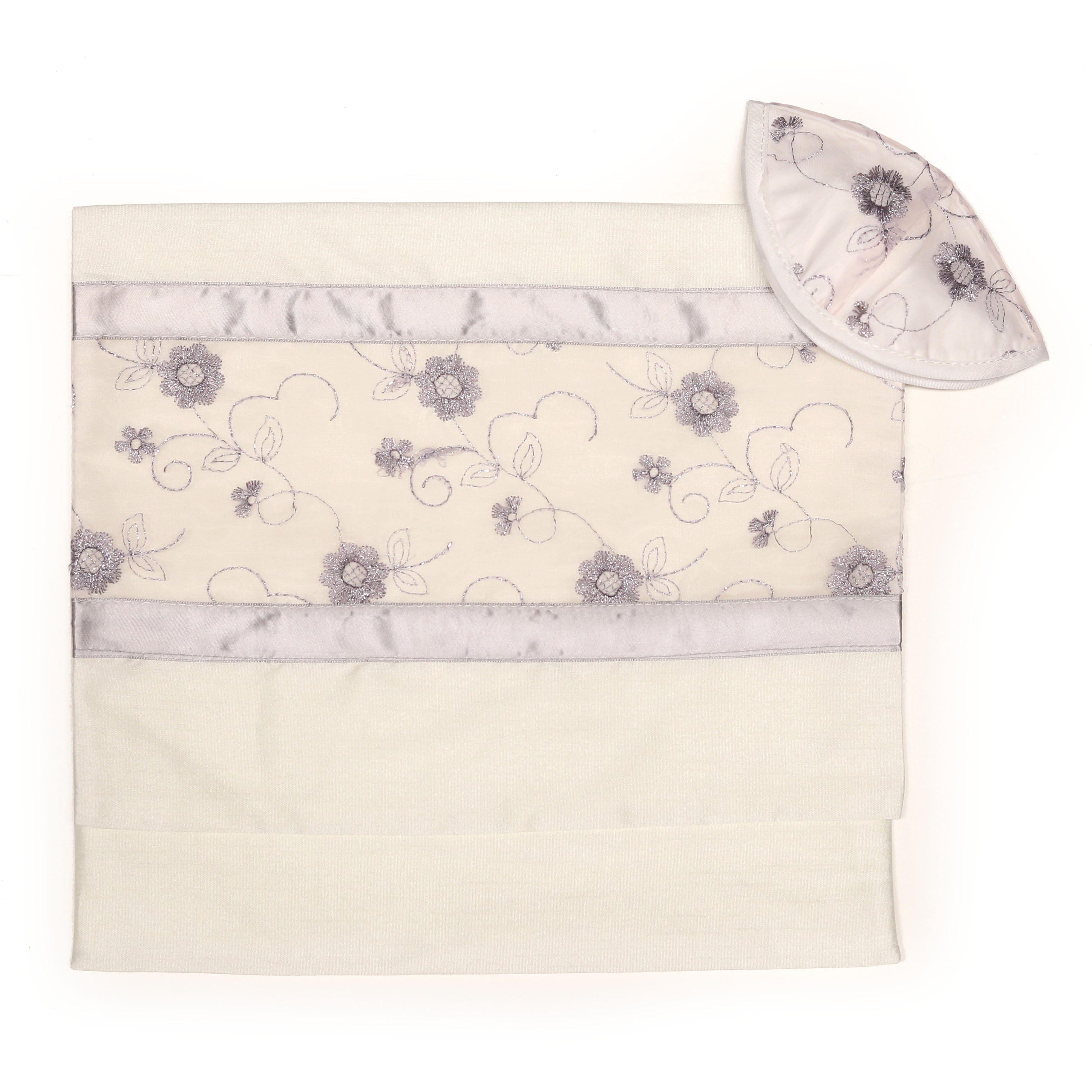 Tallit Set Silver Flowers