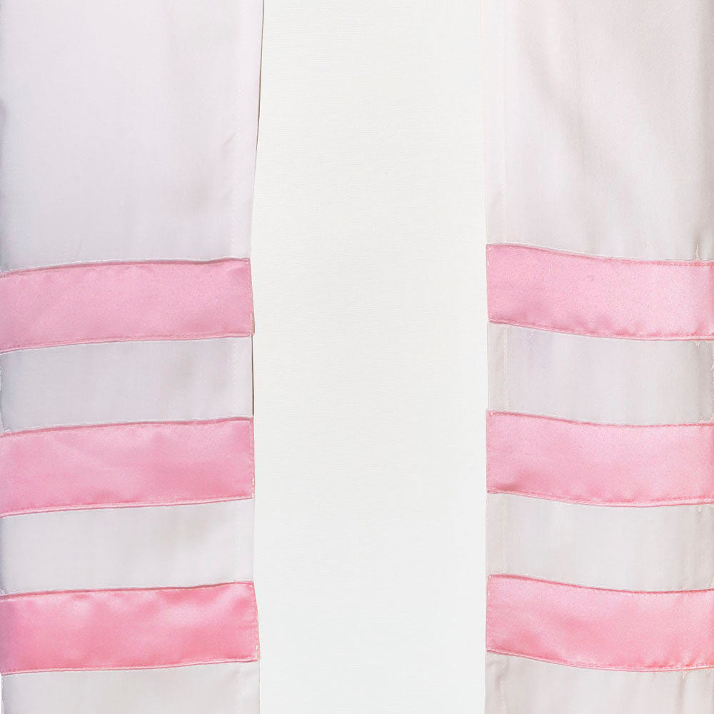 Ivory with Light Pink Ribbons Tallit Set